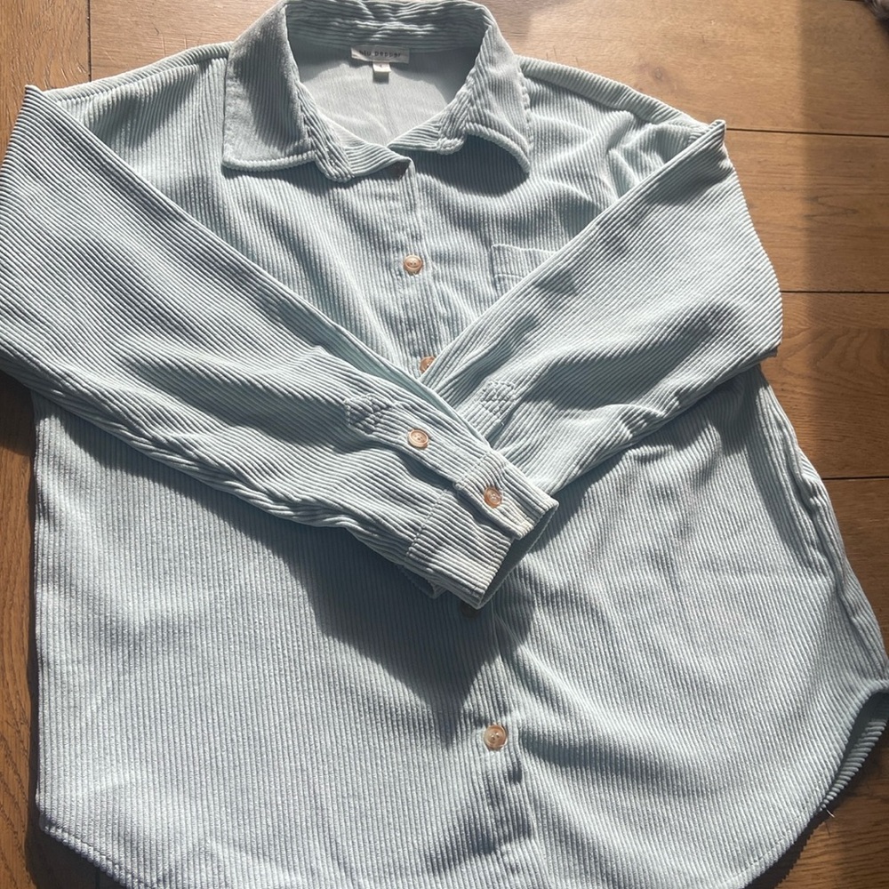 Small, light blue, Blue Pepper brand, corduroy, button down shirt